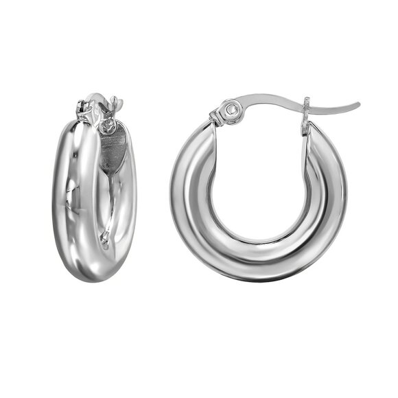 Chunky Hoop Earrings – 316L Stainless Steel Everyday Hoops 20mm - Picture 1 of 4